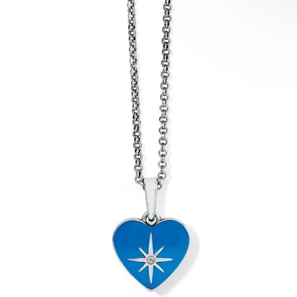 NWT New Brighton Blue Silver Amore Shades Reversible Sky Heart Necklace
